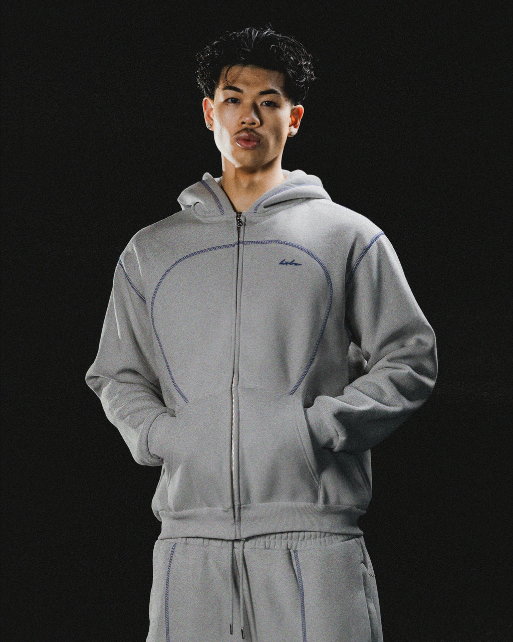 SEAMY ZIPHOODIE BLUE