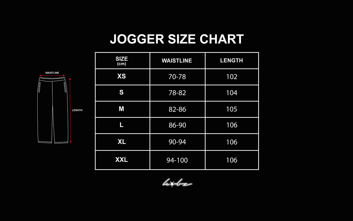 Joggers size chart 2 KobzBrand
